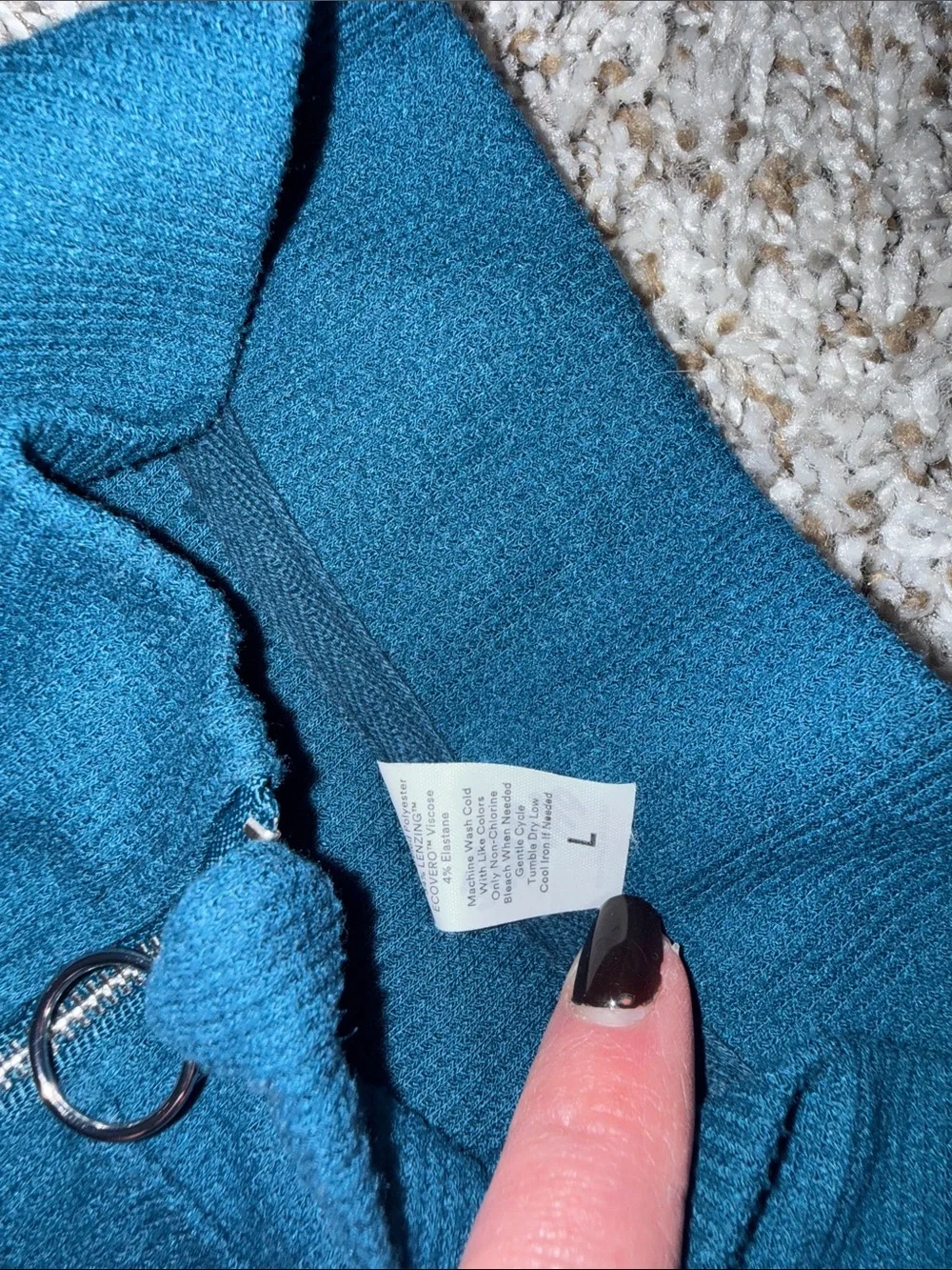 Navy Half-Zip Mock Neck Sweater with Ring Pull - Picture 4 of 4